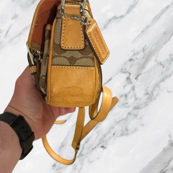 RESERVED for LuxHippieChic Coach Mini Field Shoulder Bag Tan Leather Trim Y2K - Picture 5 of 11